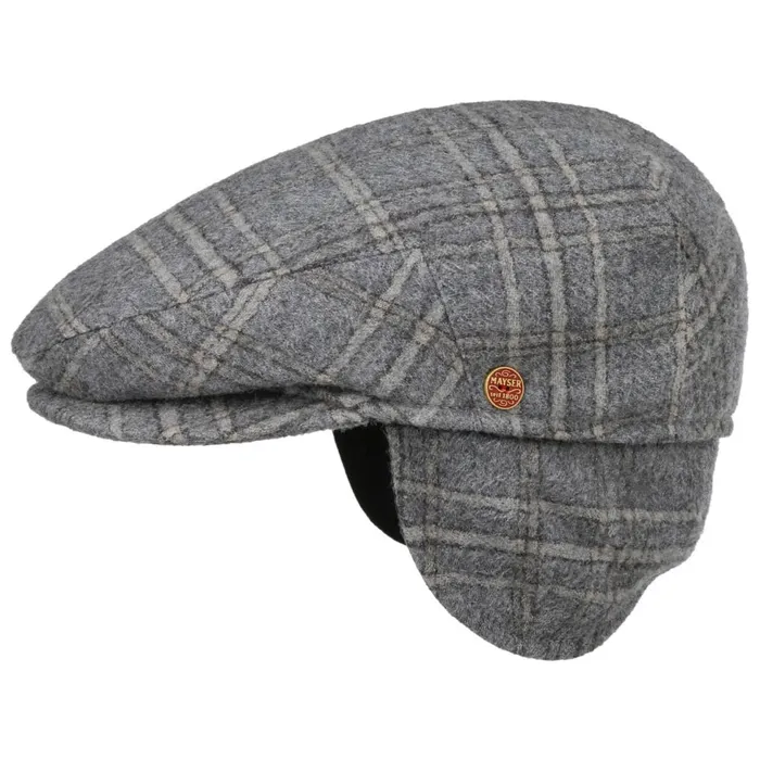 Men Flat Caps Mayser Merlino Casual Flat Cap With Ear Flaps Grayblue