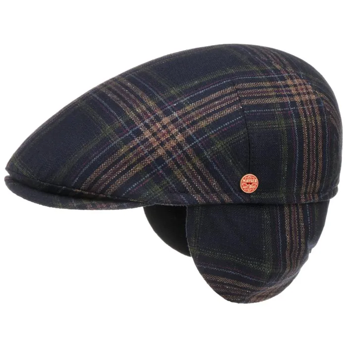 Men Flat Caps Mayser Simon Plus Flat Cap With Ear Flaps Dark Blue