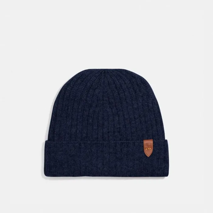 Men Hats Scarves and Gloves Coach Cashmere Beanie Navy