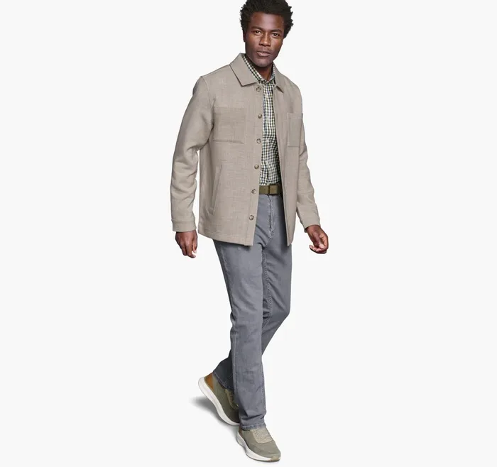 Men Heathered Shirt Jacket Tan JohnstonandMurphy Coats Jackets and Vests Men Heathered Shirt Jacket Tan JohnstonandMurphy Coats Jackets and Vests