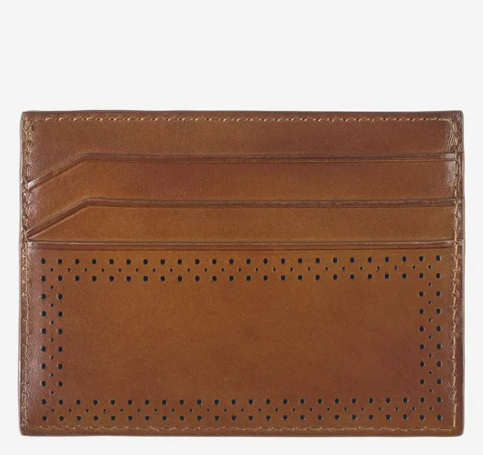 Men Hudson Perforated Weekender Case Brown Burnished JohnstonandMurphy Wallets