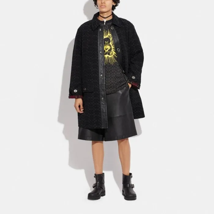 Men Jackets and Outerwear Coach Denim Mac Coat Black Signature Denim