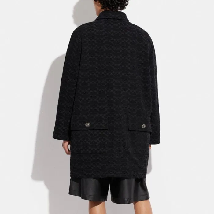 Men Jackets and Outerwear Coach Denim Mac Coat Black Signature Denim