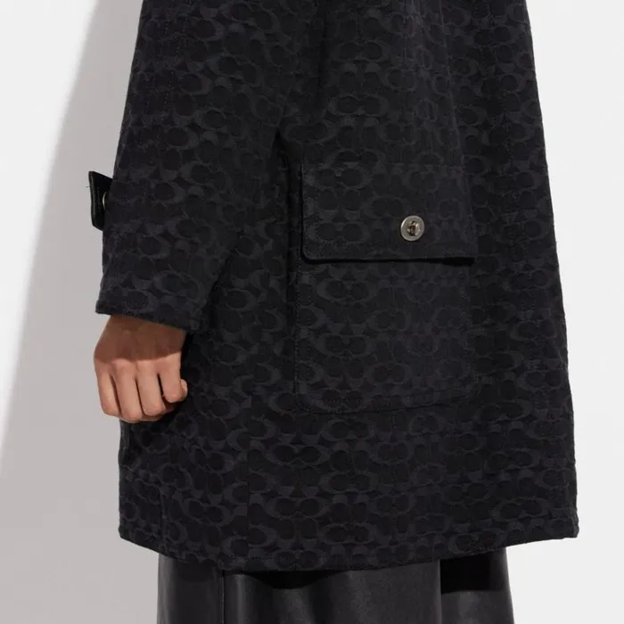 Men Jackets and Outerwear Coach Denim Mac Coat Black Signature Denim