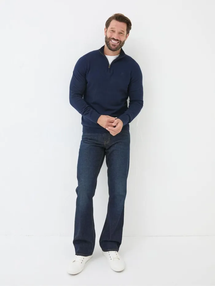 Men Jeans Fat Face Dark Vintage Blue Bootcut Jeans