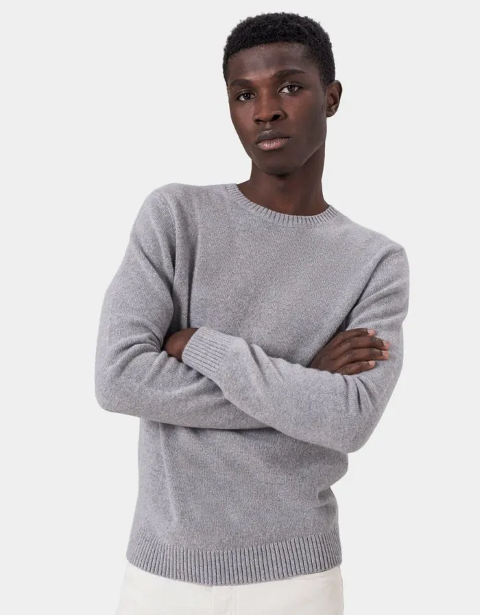 Men Knit Sweaters Colorful Standard Classic Merino Wool Crew Pacific Blue