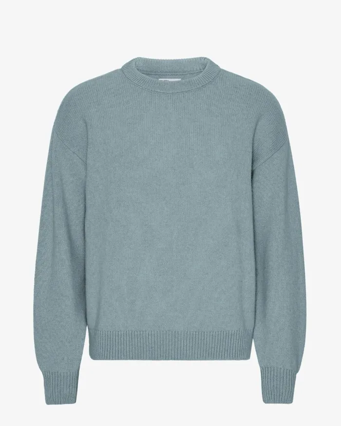 Men Knit Sweaters Colorful Standard Oversized Merino Wool Crew Stone Blue