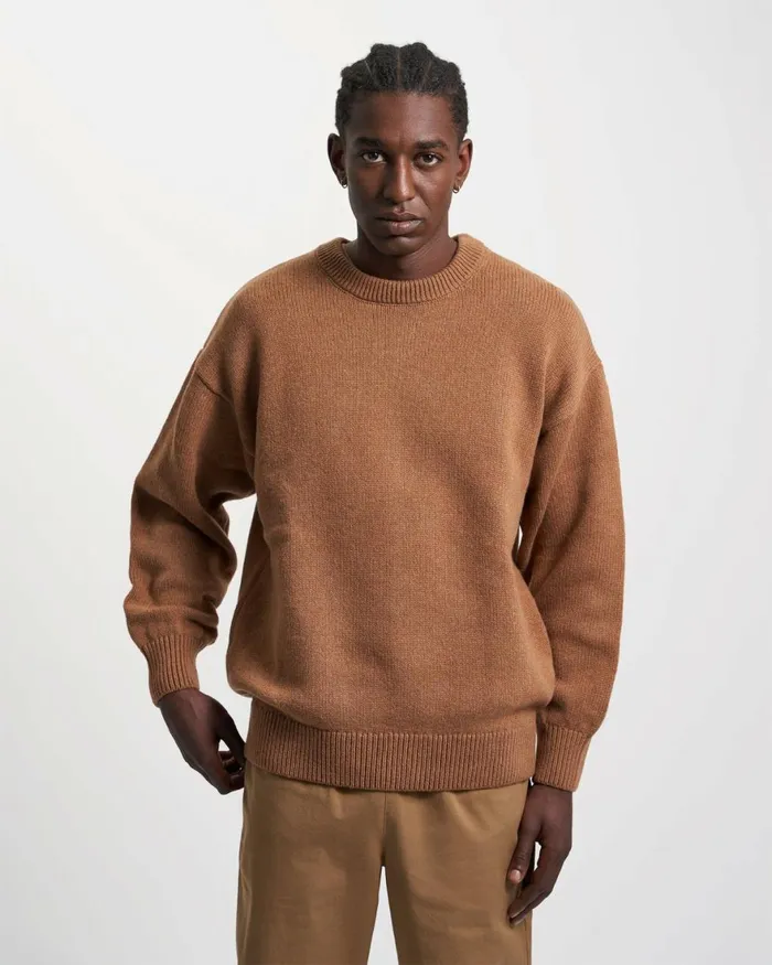 Men Knit Sweaters Colorful Standard Oversized Merino Wool Crew Stone Blue