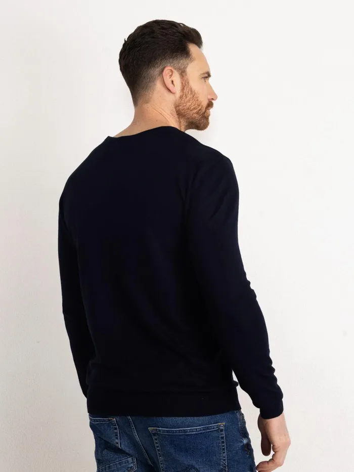 Men Knits and Sweats Petrol Industries Essential VNeck Knit Midnight Navy