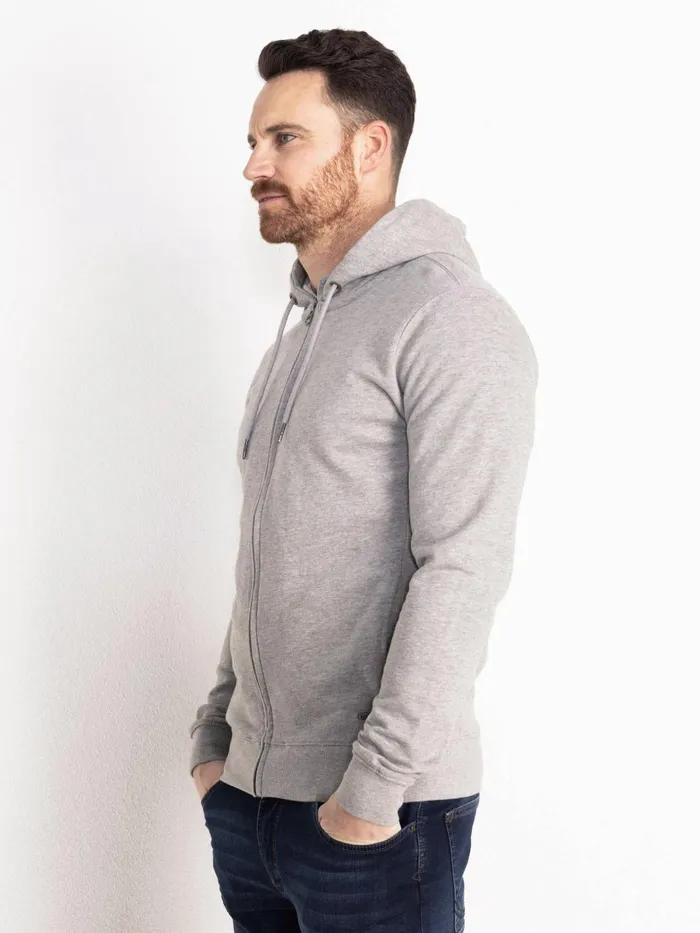 Men Knits and Sweats Petrol Industries Essential Zip Hoodie Light Grey Melee