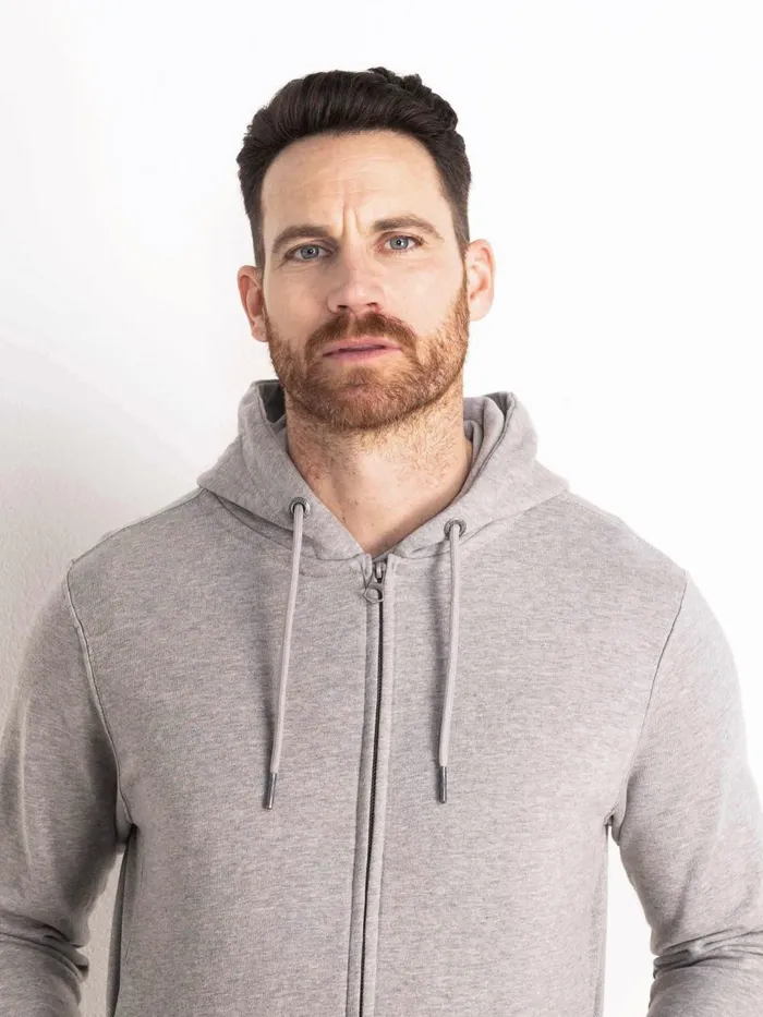 Men Knits and Sweats Petrol Industries Essential Zip Hoodie Light Grey Melee