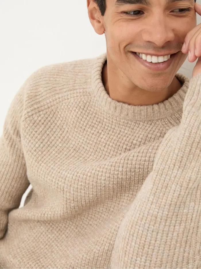 Men Knitwear Fat Face Calder Natural Crew Neck Jumper