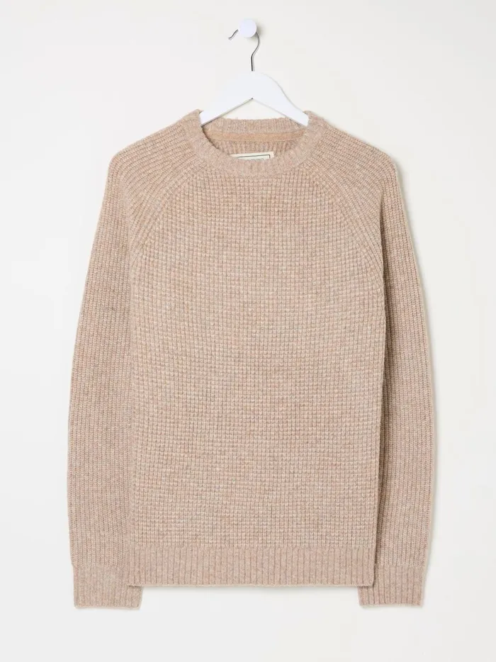 Men Knitwear Fat Face Calder Natural Crew Neck Jumper
