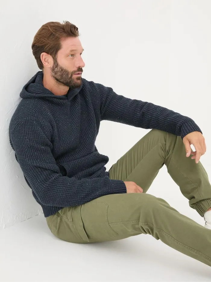Men Knitwear Fat Face Navy Waffle Knitted Hoodie Men Knitwear Fat Face Navy Waffle Knitted Hoodie
