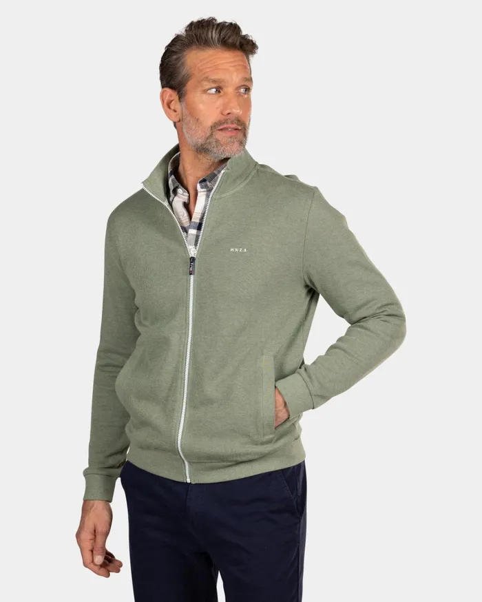 Men Knitwear NZA New Zealand Auckland Light Green Cardigan 8211 Sage