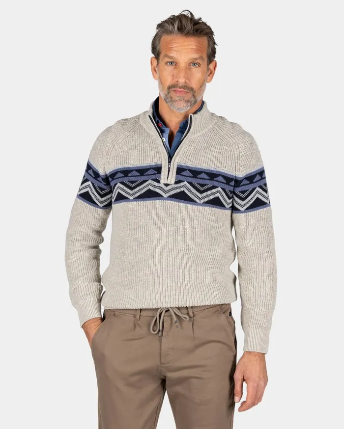 Men Knitwear NZA New Zealand Auckland SandColored Knitted Cotton Pullover 8211 Shimmering Sand