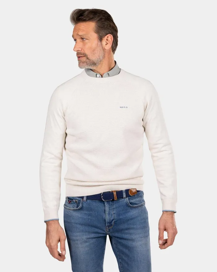 Men Knitwear NZA New Zealand Auckland White Crew Neck Pullover 8211 Oat Sand Men Knitwear NZA New Zealand Auckland White Crew Neck Pullover 8211 Oat Sand