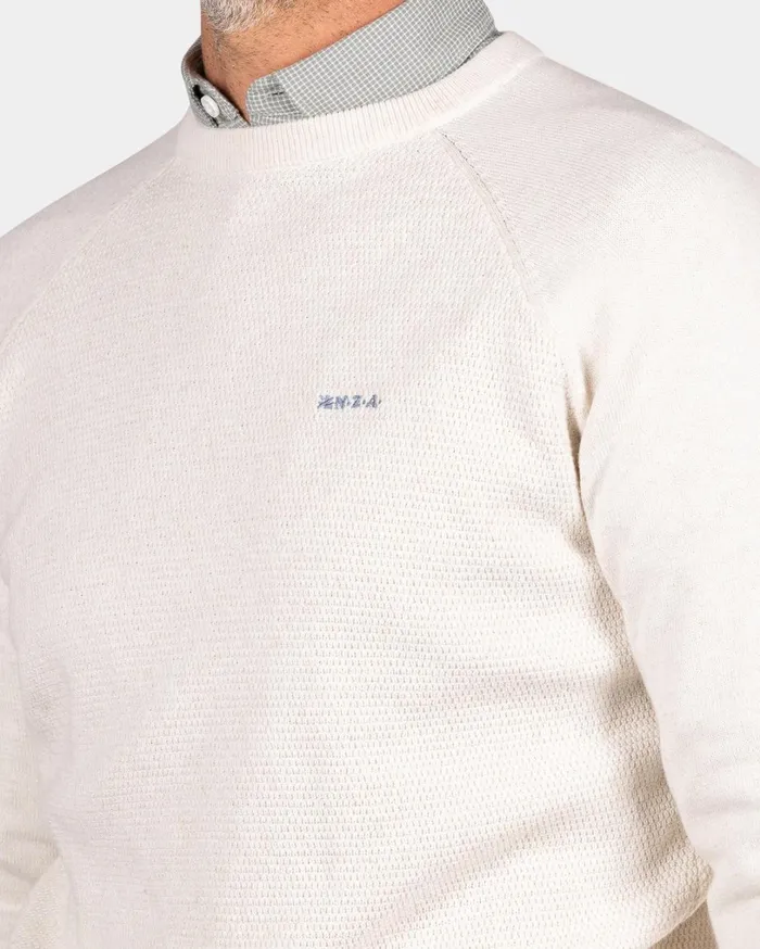 Men Knitwear NZA New Zealand Auckland White Crew Neck Pullover 8211 Oat Sand Men Knitwear NZA New Zealand Auckland White Crew Neck Pullover 8211 Oat Sand
