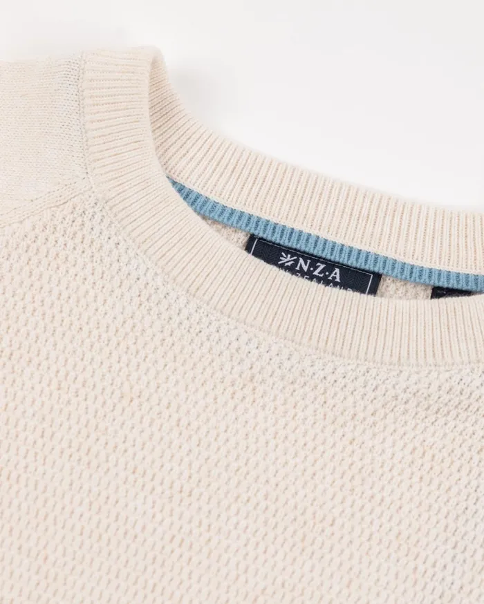 Men Knitwear NZA New Zealand Auckland White Crew Neck Pullover 8211 Oat Sand Men Knitwear NZA New Zealand Auckland White Crew Neck Pullover 8211 Oat Sand