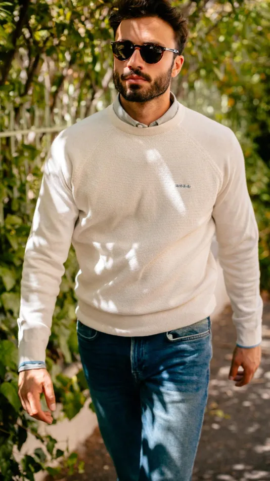 Men Knitwear NZA New Zealand Auckland White Crew Neck Pullover 8211 Oat Sand Men Knitwear NZA New Zealand Auckland White Crew Neck Pullover 8211 Oat Sand