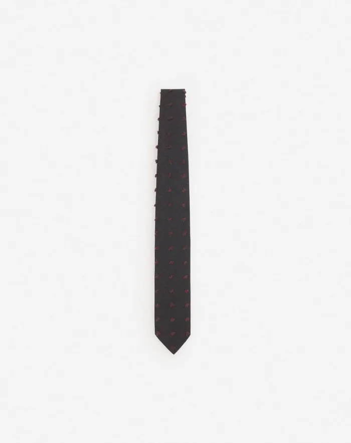 Men Lanvin Scarves Lanvin Woven Wool Tie With Maxi Polka Dots Greyburgundy