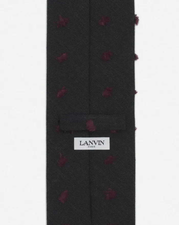 Men Lanvin Scarves Lanvin Woven Wool Tie With Maxi Polka Dots Greyburgundy