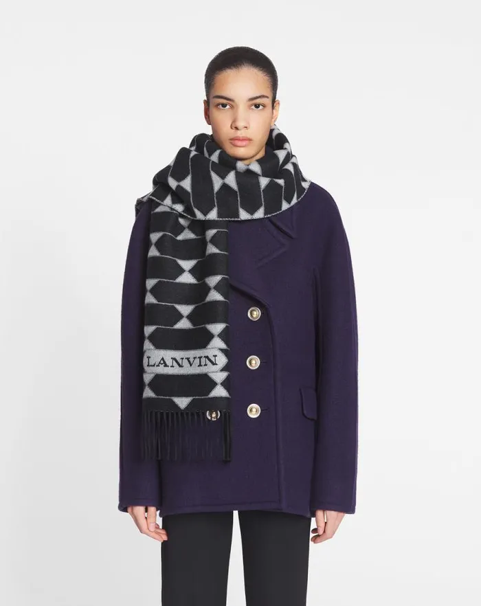 Men Lanvin Scarves Twotone Wool Scarf Blackwhite Men Lanvin Scarves Twotone Wool Scarf Blackwhite