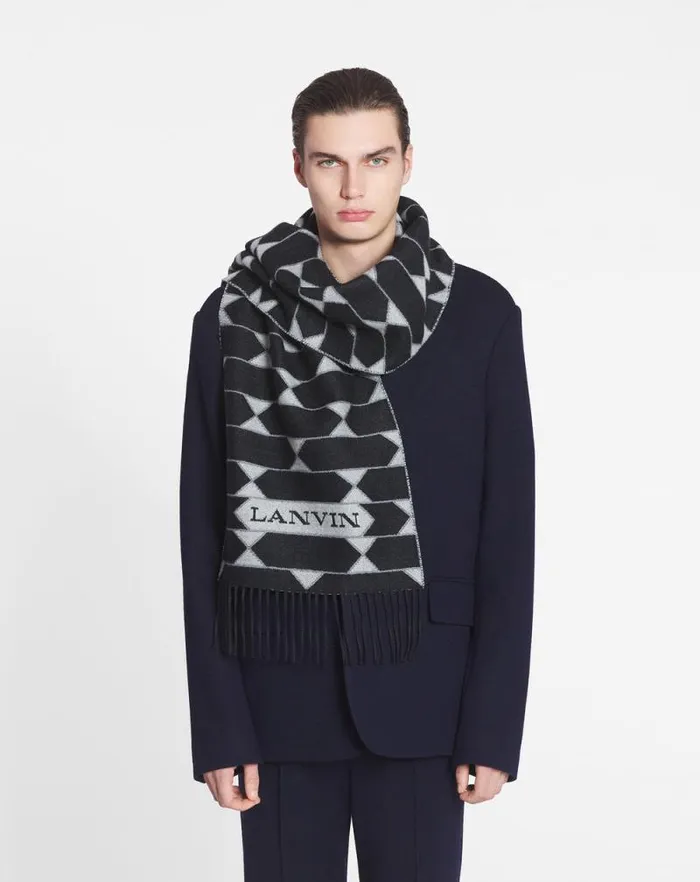 Men Lanvin Scarves Twotone Wool Scarf Blackwhite Men Lanvin Scarves Twotone Wool Scarf Blackwhite