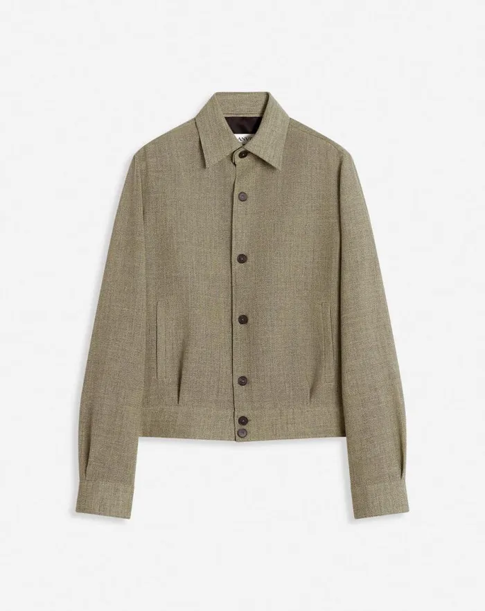 Men Lanvin Shirts Unisex Short Wool Overshirt Lin