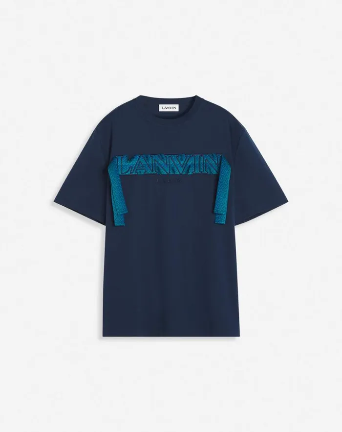 Men Lanvin Tshirts and Polos Lanvin Curb Lace Tshirt Petrol Blue