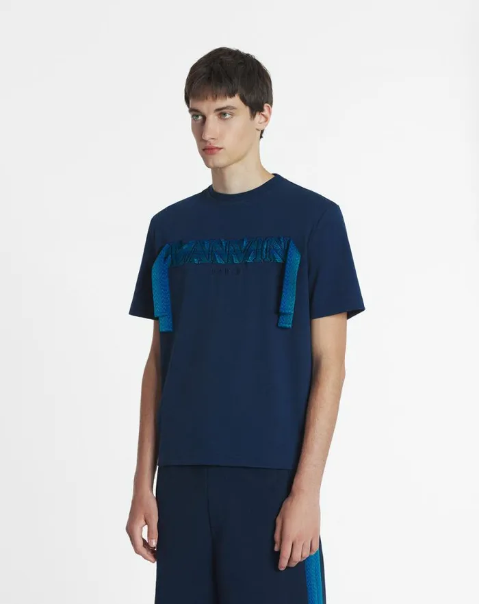 Men Lanvin Tshirts and Polos Lanvin Curb Lace Tshirt Petrol Blue Men Lanvin Tshirts and Polos Lanvin Curb Lace Tshirt Petrol Blue