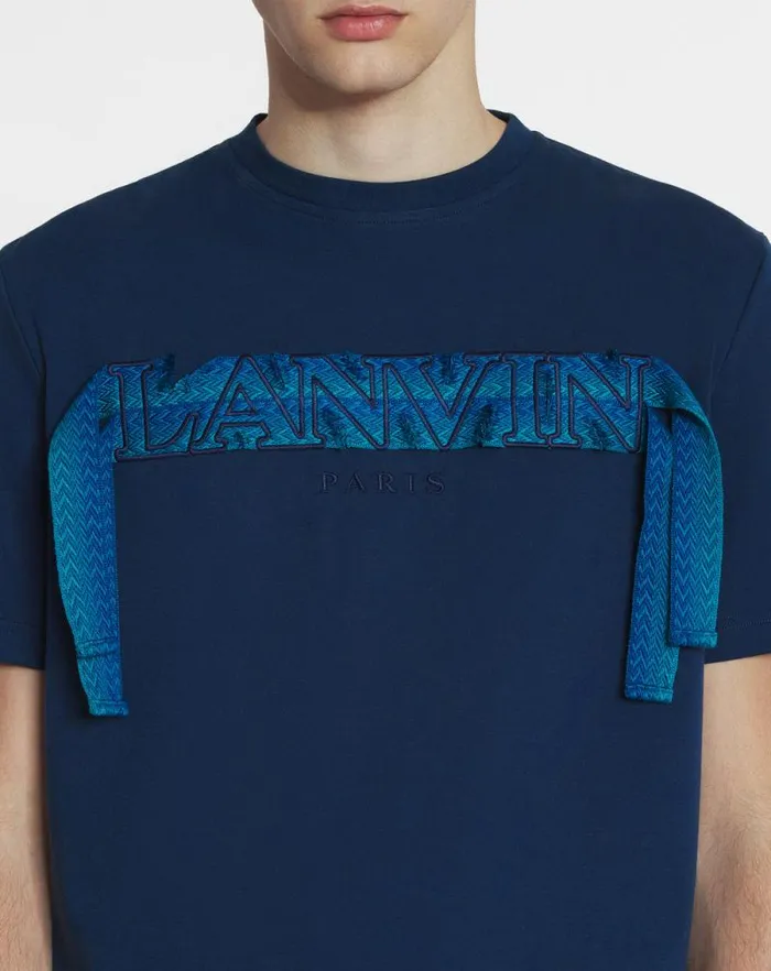 Men Lanvin Tshirts and Polos Lanvin Curb Lace Tshirt Petrol Blue Men Lanvin Tshirts and Polos Lanvin Curb Lace Tshirt Petrol Blue