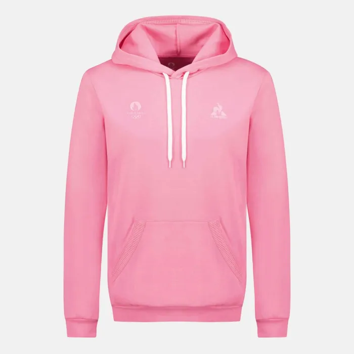 Men Le Coq Sportif Sweatshirts Paris 2024 Hoodie Pink Carnation