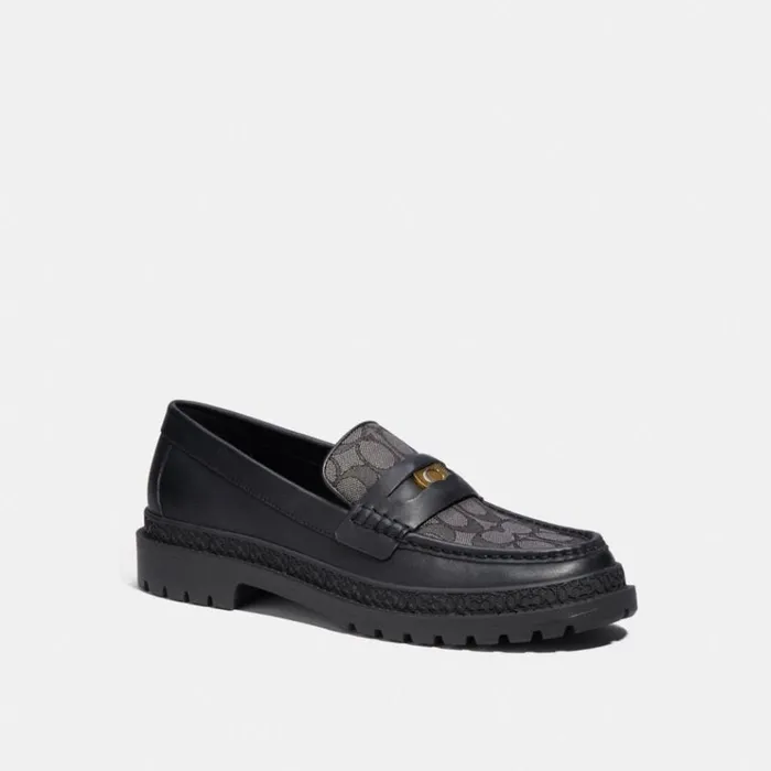 Men Loafers and Drivers Coach Loafer With Signature Jacquard And Signature Coin Black Men Loafers and Drivers Coach Loafer With Signature Jacquard And Signature Coin Black
