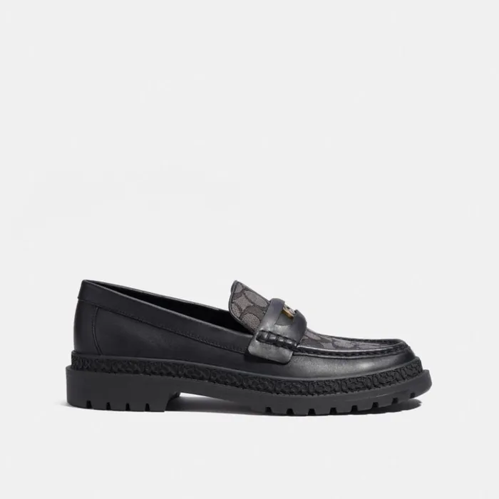 Men Loafers and Drivers Coach Loafer With Signature Jacquard And Signature Coin Black Men Loafers and Drivers Coach Loafer With Signature Jacquard And Signature Coin Black
