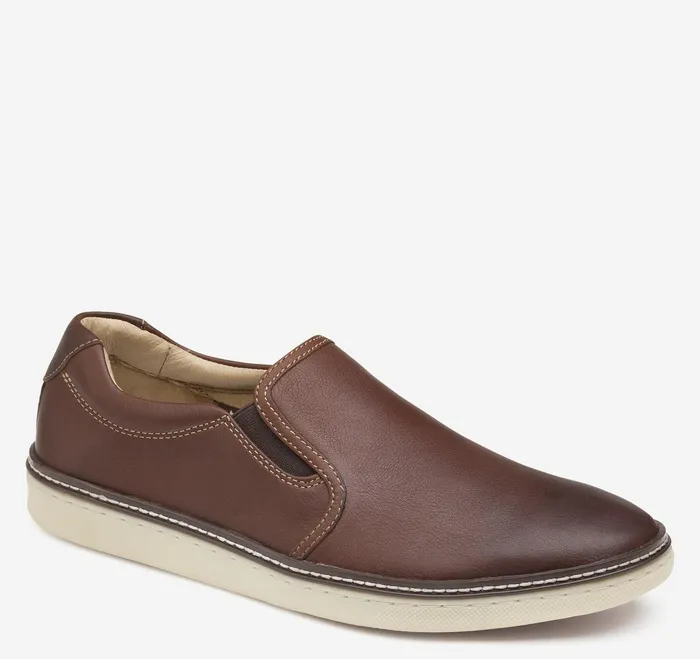 Men Mcguffey SlipOn Dark Brown Tumbled Full Grain JohnstonandMurphy SlipOns and Loafers