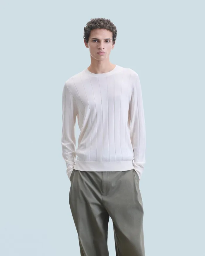 Men Merino Wool Sweaters From Future Crew Neck Sweater Sand
