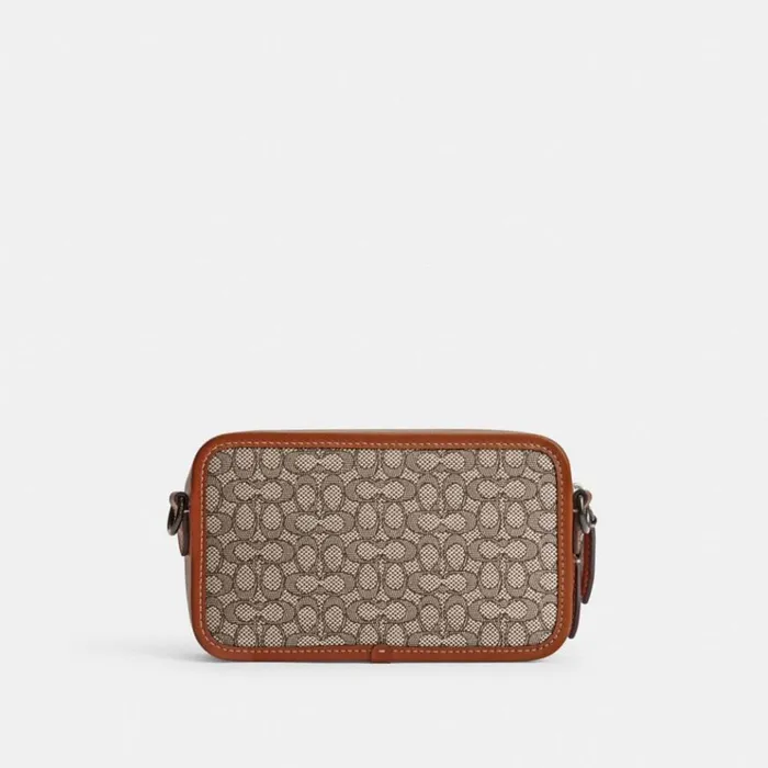 Men Messenger and Crossbody Coach Charter Slim Crossbody In Micro Signature Jacquard Cocoaburnished Amber