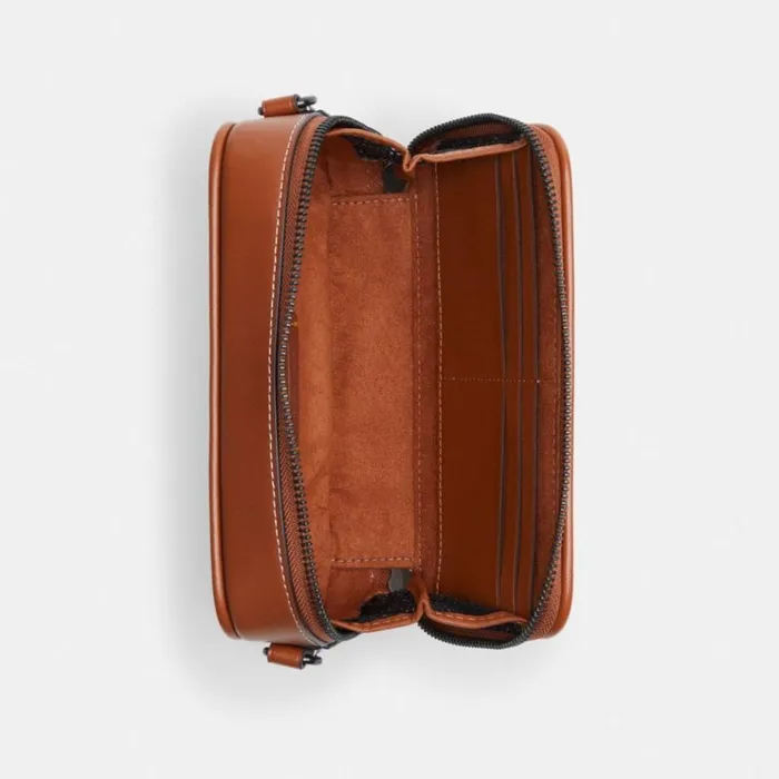 Men Messenger and Crossbody Coach Charter Slim Crossbody In Micro Signature Jacquard Cocoaburnished Amber