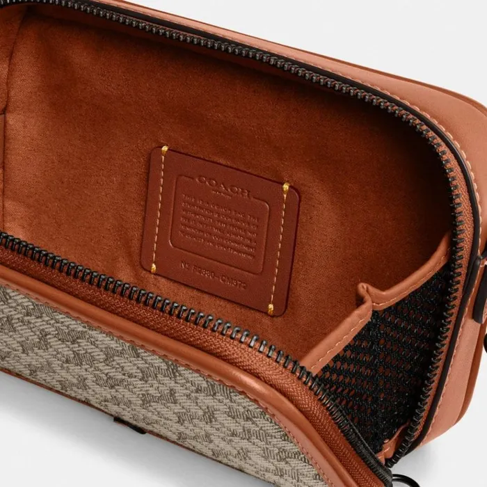 Men Messenger and Crossbody Coach Charter Slim Crossbody In Micro Signature Jacquard Cocoaburnished Amber