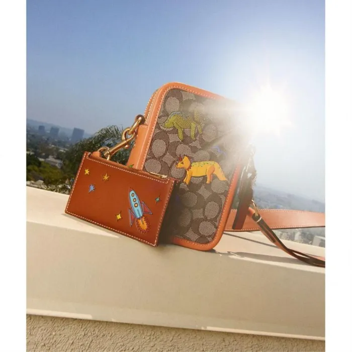 Men Messenger and Crossbody Coach Coach X Observed By Us Rogue Crossbody 12 In Signature Jacquard Oakfaded Orange
