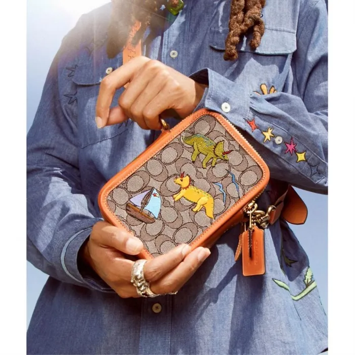 Men Messenger and Crossbody Coach Coach X Observed By Us Rogue Crossbody 12 In Signature Jacquard Oakfaded Orange