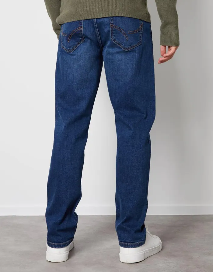 Men Mid Wash Straight Leg Jeans Threadbare Straight Leg Men Mid Wash Straight Leg Jeans Threadbare Straight Leg