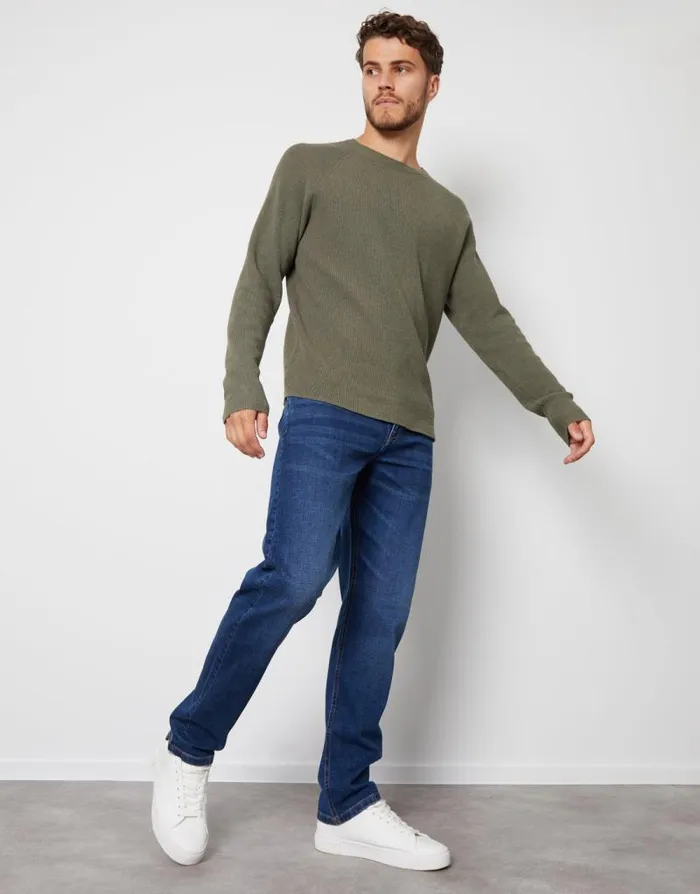 Men Mid Wash Straight Leg Jeans Threadbare Straight Leg Men Mid Wash Straight Leg Jeans Threadbare Straight Leg
