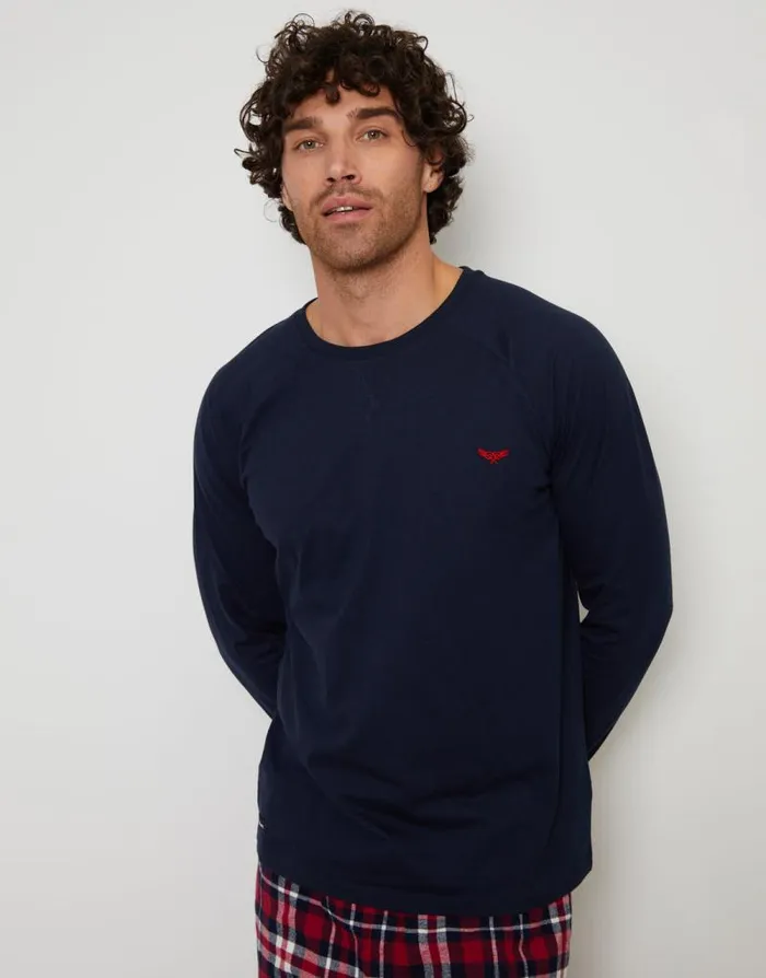 Men Navy and Red Pyjama Sweatshirt and Bottoms 2Piece Set Threadbare Pyjamas Men Navy and Red Pyjama Sweatshirt and Bottoms 2Piece Set Threadbare Pyjamas