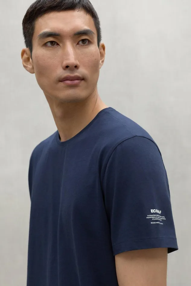 Men Navy Blue Vent TShirt Ecoalf TShirts