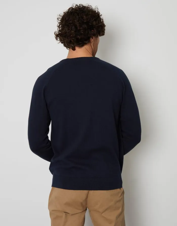 Men Navy Crew Neck Knitted Jumper Threadbare Jumpers
