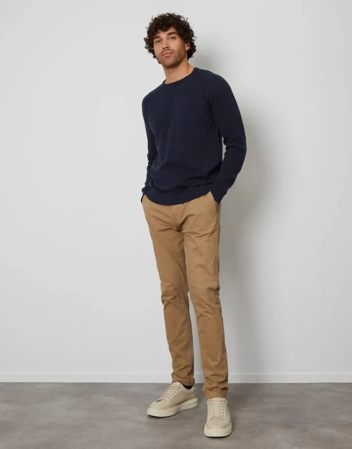 Men Navy Crew Neck Knitted Jumper Threadbare Jumpers
