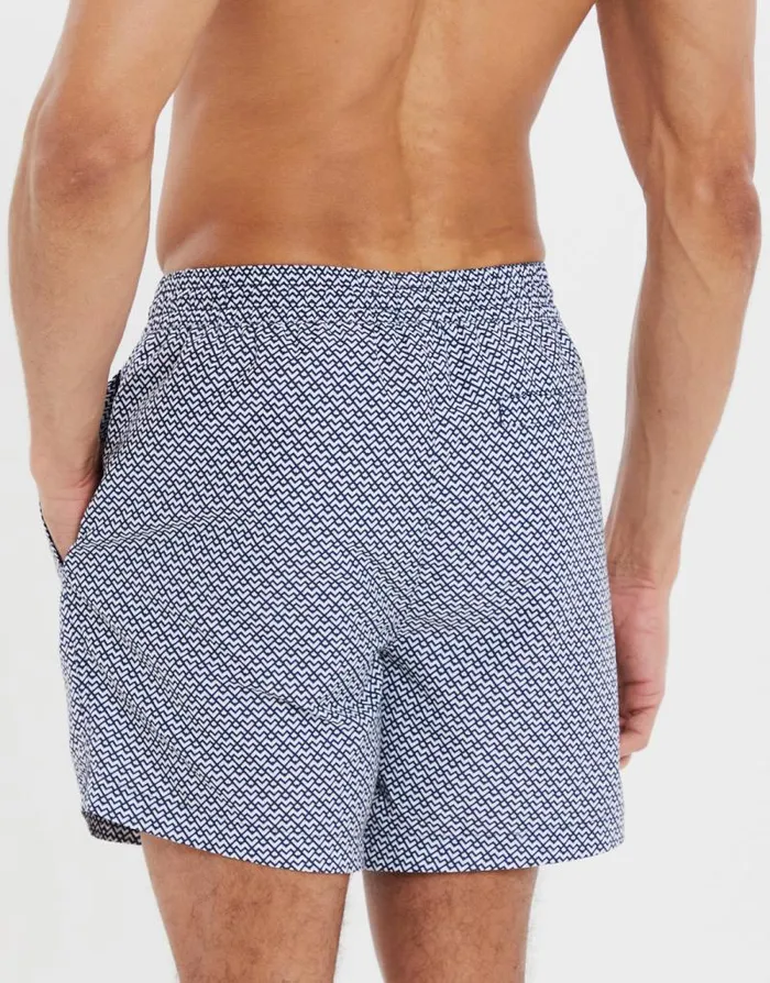 Men Navy Geometric Print Swim Shorts Threadbare Swim Shorts Men Navy Geometric Print Swim Shorts Threadbare Swim Shorts