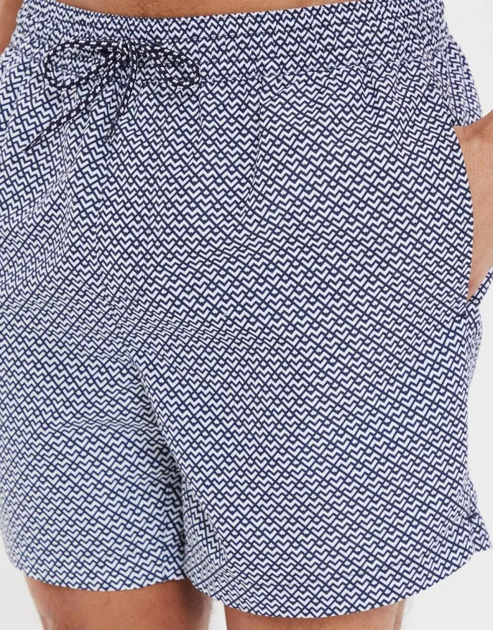 Men Navy Geometric Print Swim Shorts Threadbare Swim Shorts Men Navy Geometric Print Swim Shorts Threadbare Swim Shorts